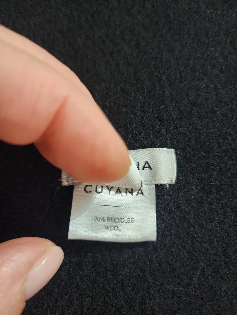 Cuyana Google Wool Soft Scarf Black 100% Recycled Wool Logo NWT